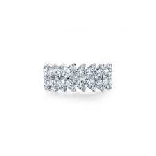 Aerial 1.53-1.60ct Diamond Double Dewdrop Ring in 18K White Gold, Size 6.5