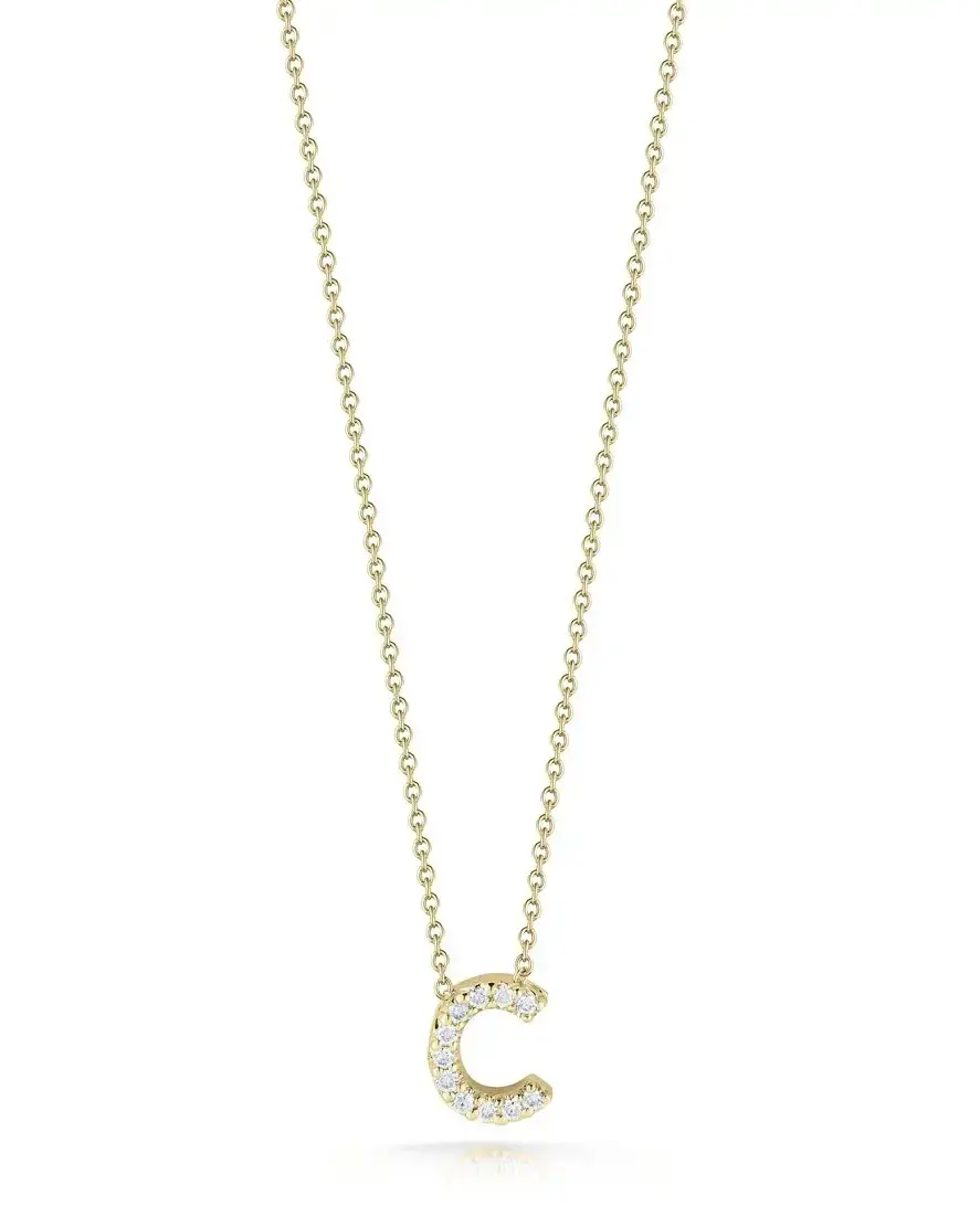 Tiny Treasures 0.05ct Diamond Love Letter "C" Pendant in 18K Yellow Gold on 16-18" chain