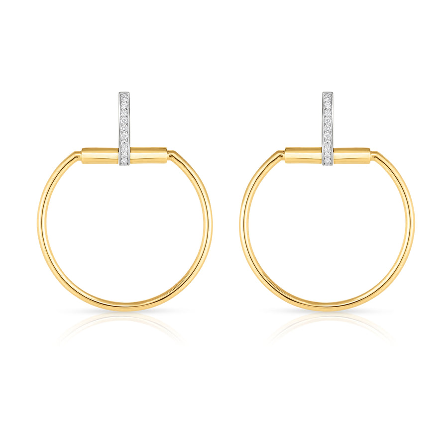 Classica Parisenne 0.20ct Diamond Hoop Earrings in 18K Yellow and White Gold