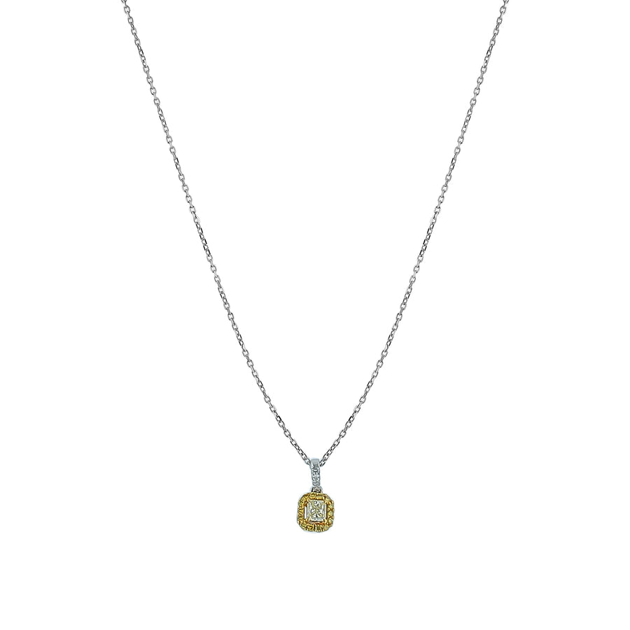 0.55ct Yellow and White Diamond Pendant in 18K Yellow Gold, 18" chain