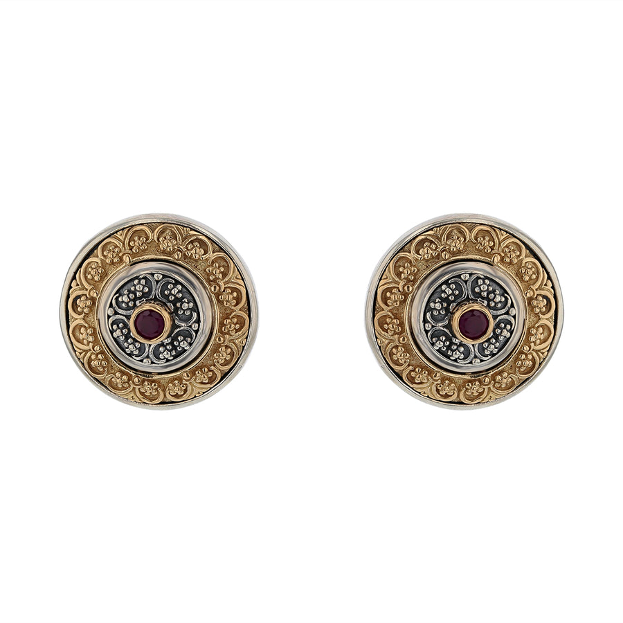 Konstantino Ruby Clip on Earrings in Sterling Silver and 18k Yellow Gold