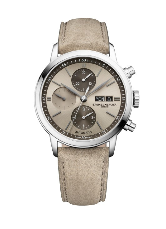 42mm Classima Chronograph Automatic Watch with Grey Dial in Stainless Steel, Strap