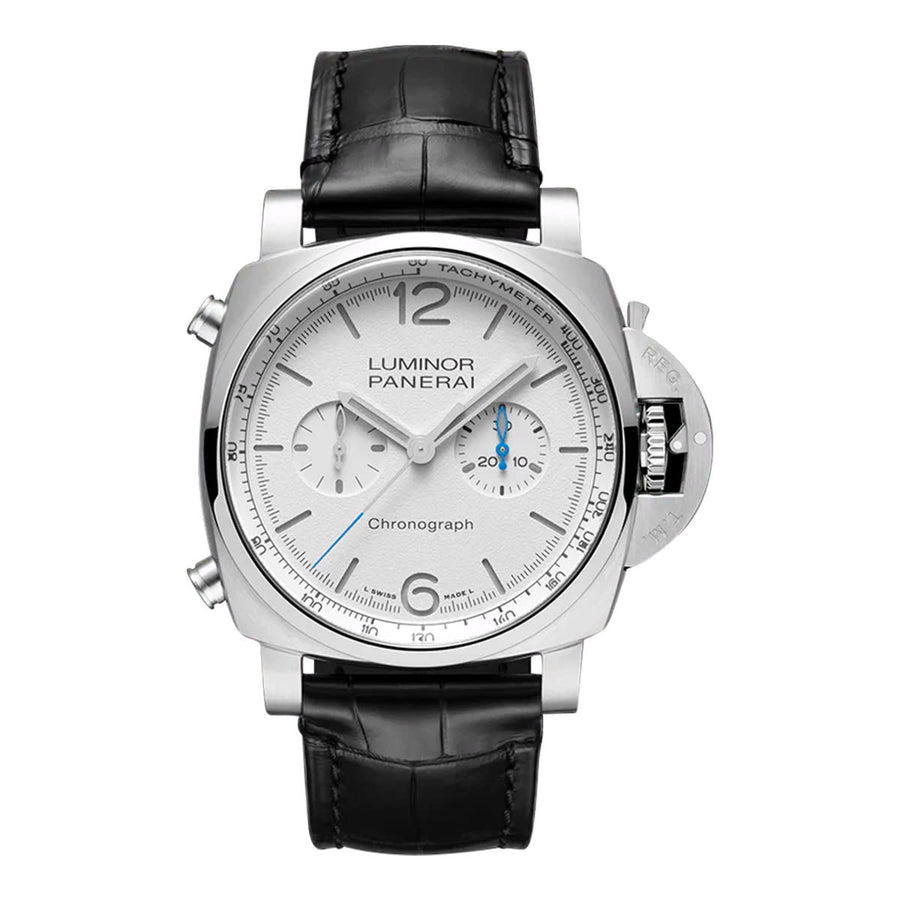 44mm Luminor Watch with White Dial in Stainless Steel, Strap