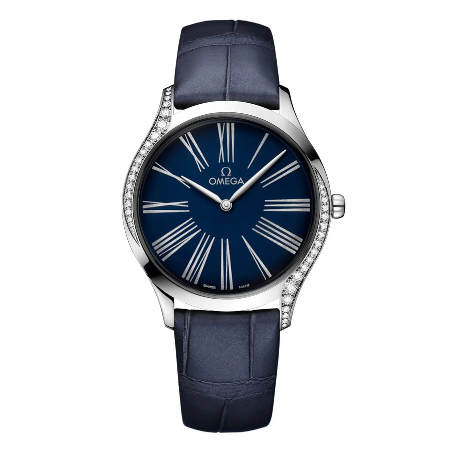 36mm Omega De Ville Tresor Watch with Blue Dial in Stainless Steel, Strap