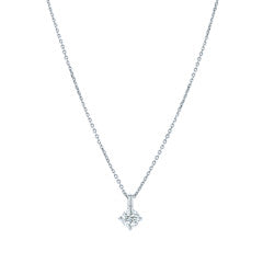 0.38-0.43ct Round Brilliant Diamond 4 Prong Solitaire Pendant in 14K White Gold, 16-18" chain