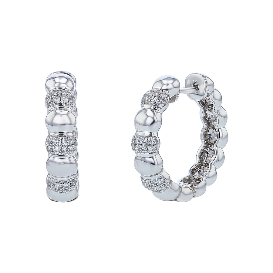 0.24ct Diamond Hoop Earrings in 14K White Gold