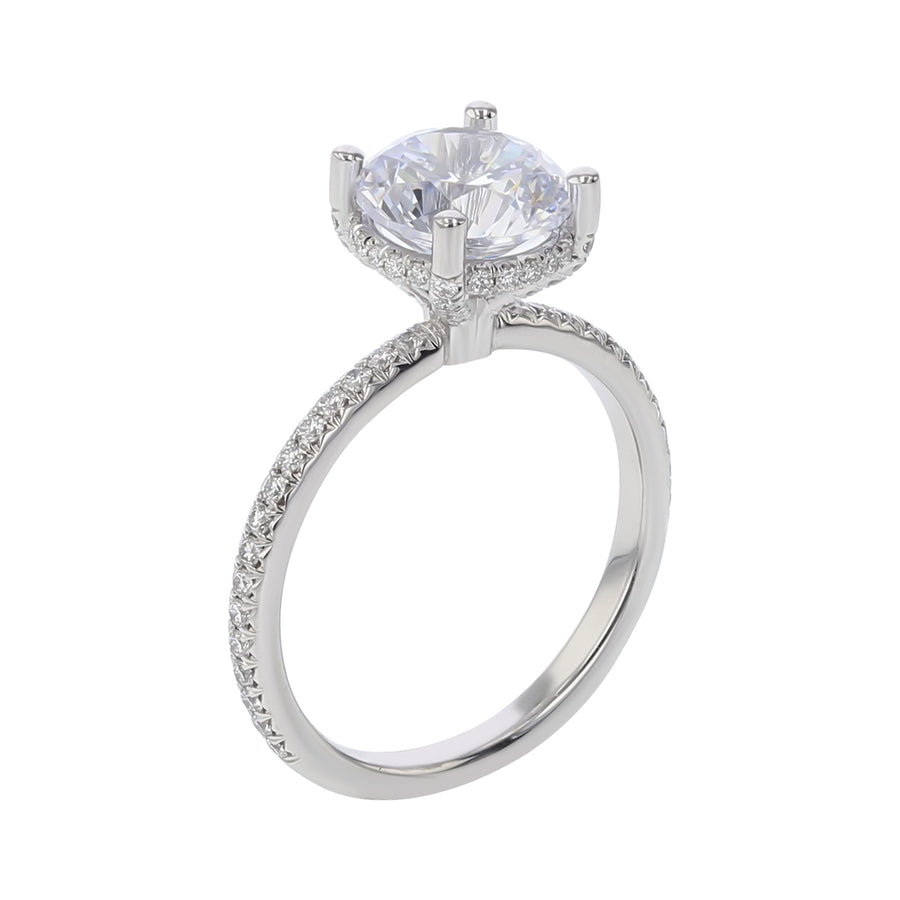 Modern Classic 0.33ct Diamond French Cut Ring Semi Mount in Platinum and 18K White Gold, Size 6