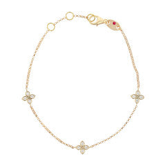 Love by the Inch 0.13ct Diamond 3 Station Flower Bracelet in 18K Rose Gold, 7.5"