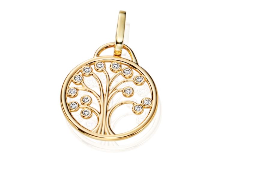 Lucky Life Diamond Tree Pendant in 18K Yellow Gold