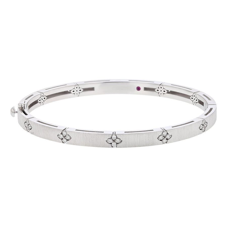 Love in Verona Diamond Satin Bangle Bracelet in 18K White Gold