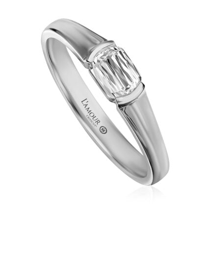 Love Luxe 0.39ct Crisscut L'amour Diamond Ring in 14K White Gold, Size 6.5