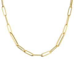 Designer Gold Alternating Paperclip Link Chain in 18K Yellow Gold, 17"