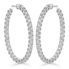 Signature 2.61-2.71ct Diamond Oval Inside/Out Hoop Earrings in 18K White Gold