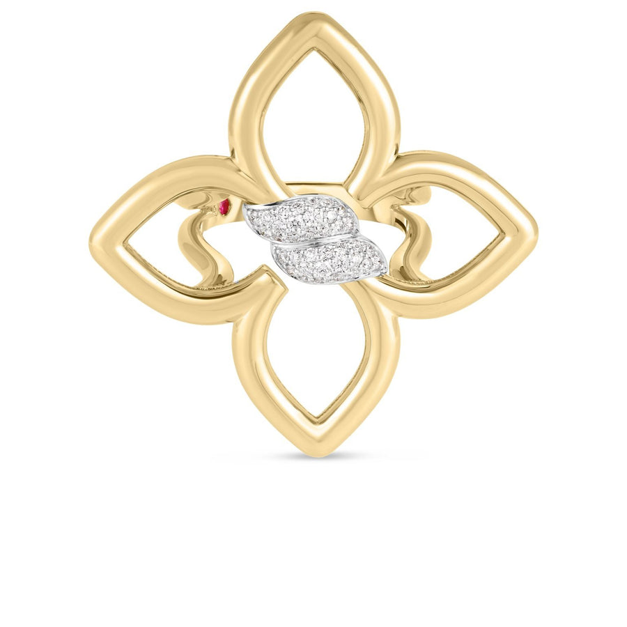 Cialoma 0.07ct Diamond Flower Ring in 18K Yellow Gold, Size 6.5