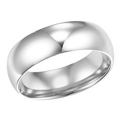 6mm Low Dome Comfort Fit Band in 14k White Gold, Size 10