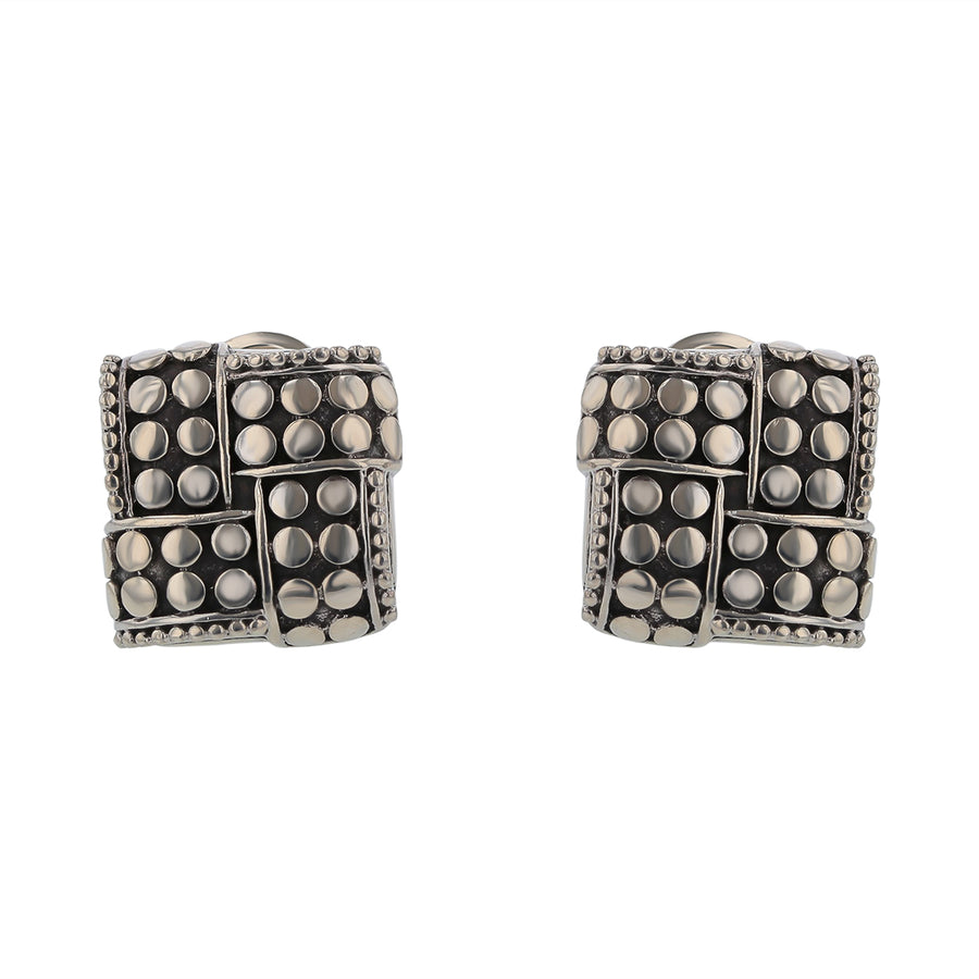 John Hardy Dot Square Omega Back Earrings in Sterling Silver