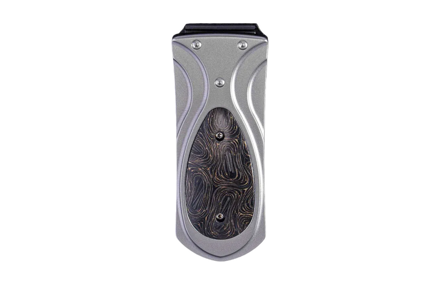 M3 GOLDEN THREADS Zurich Money Clip in Titanium and Stainless Steel Inlaid with Carbon Fiber