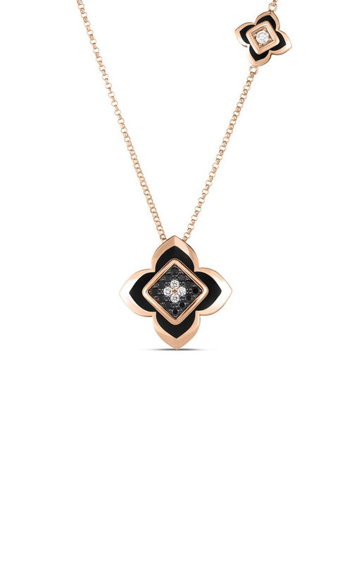 Palazzo Ducale 0.22ct Diamond Flower Pendant in 18K Rose Gold, 18" chain