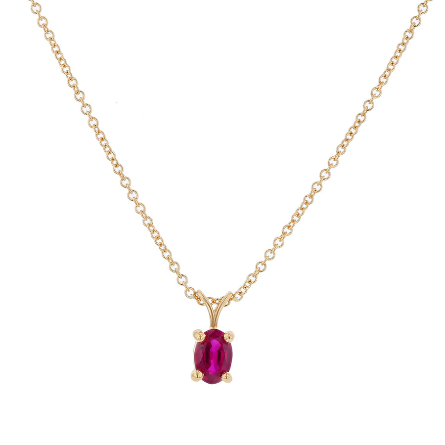 0.64ct Oval Thai Ruby Solitaire Pendant in 18k Yellow Gold, 18" Chain