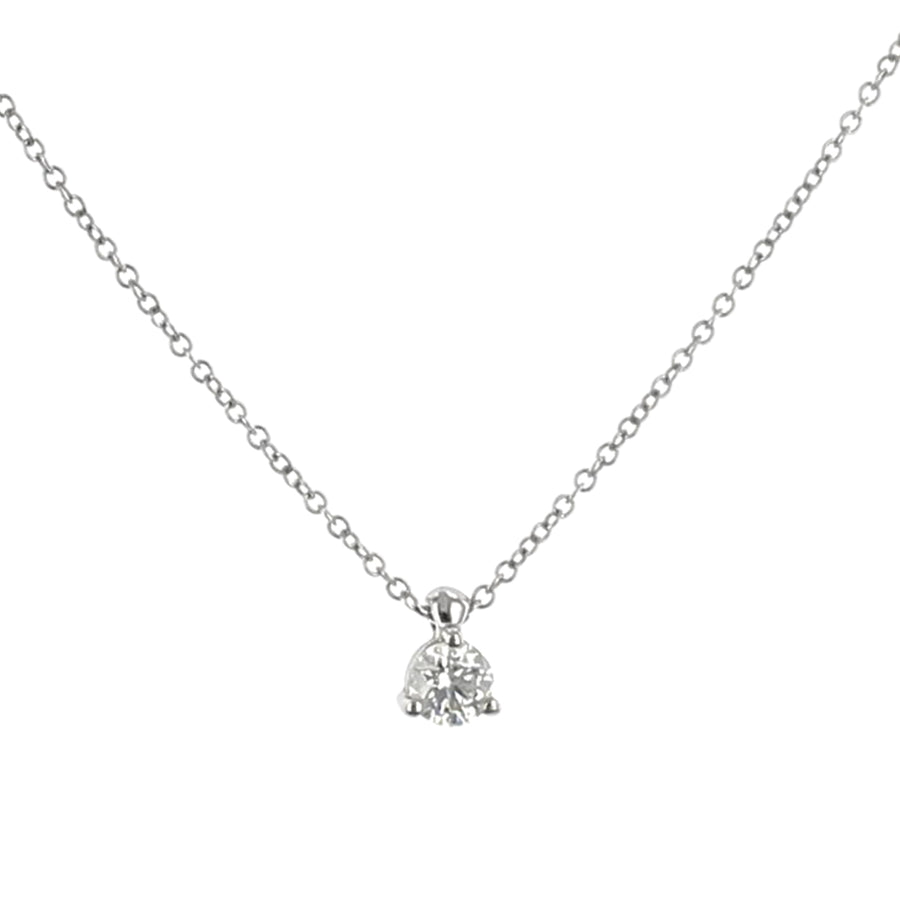 0.30ct Round Diamond Hearts On Fire 3-Prong Pendant in 18K White Gold, 18" chain