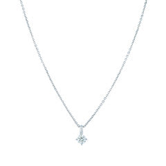 0.30-0.35ct Round Brilliant Diamond 4 Prong Solitaire Pendant in 14K White Gold, 16-18" chain