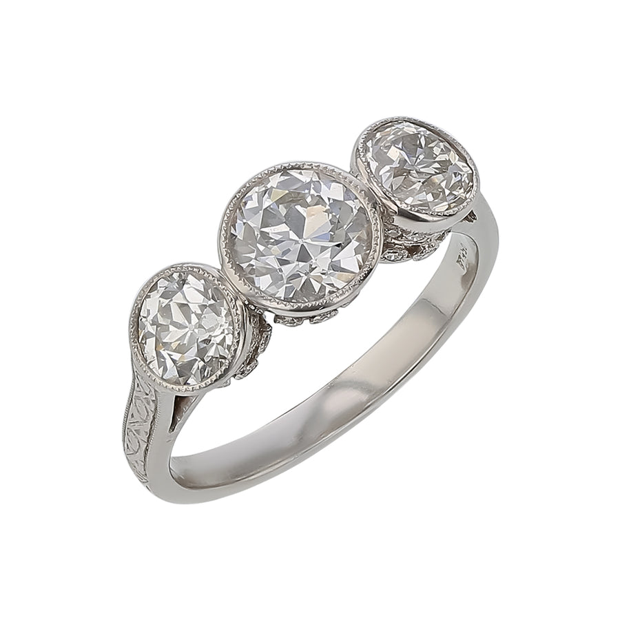 3.64ct OEC Diamond 3-Stone Ring in Platinum, Size 6.5