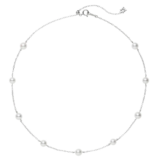 6-6.5mm Akoya Cultured Pearl Station Chain Necklace in 18K White Gold, 18"