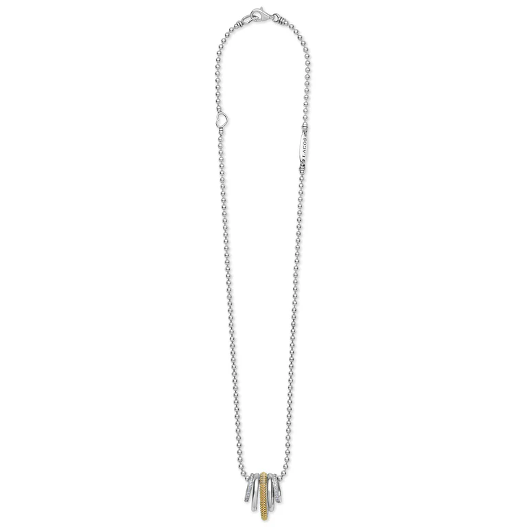 Silver necklace with a unique pendant on a white background