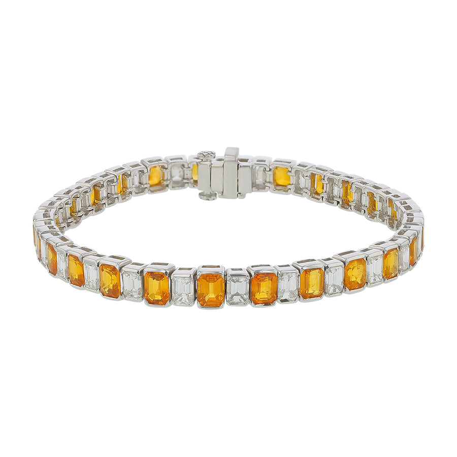 10.84ct Yellow Sapphire and 6.69ct Diamond Alternating Tennis Bracelet in Platinum, 7.25"