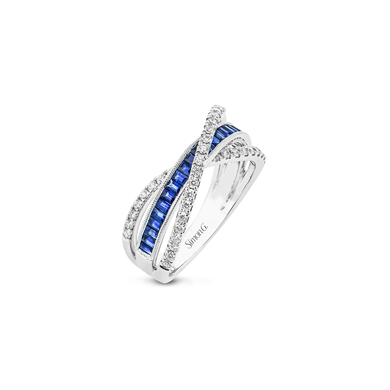 0.88ct Sapphire and 0.42ct Diamond Ring in 18K White Gold, Size 6.25