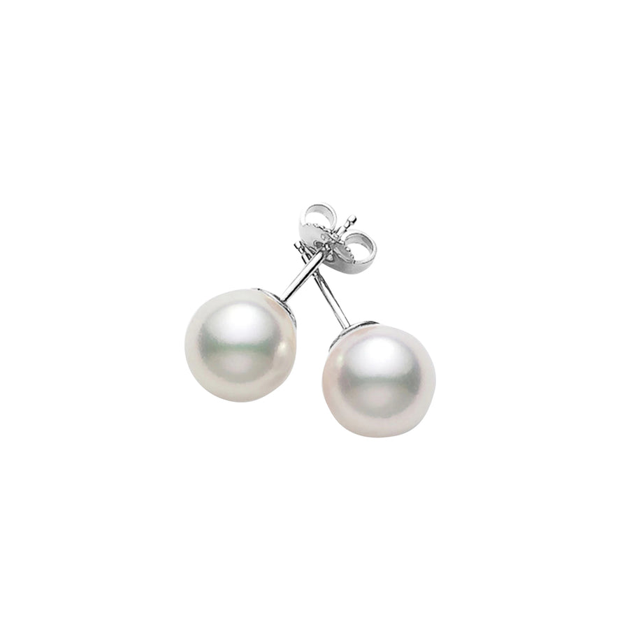 18K WHITE GOLD 2 AAA 7.5-8MM PEARLS STUD EARRINGS