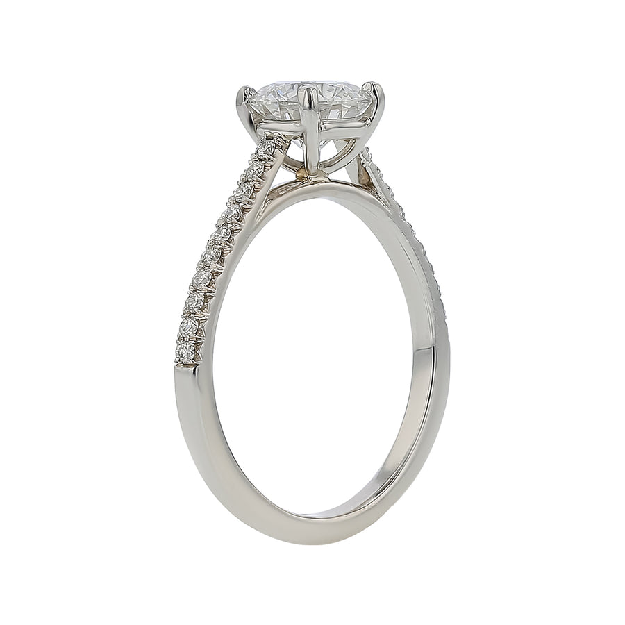 New Aire 1.04ct Round Brilliant Diamond and 0.18ct Round Diamond Ring in Platinum, size 6
