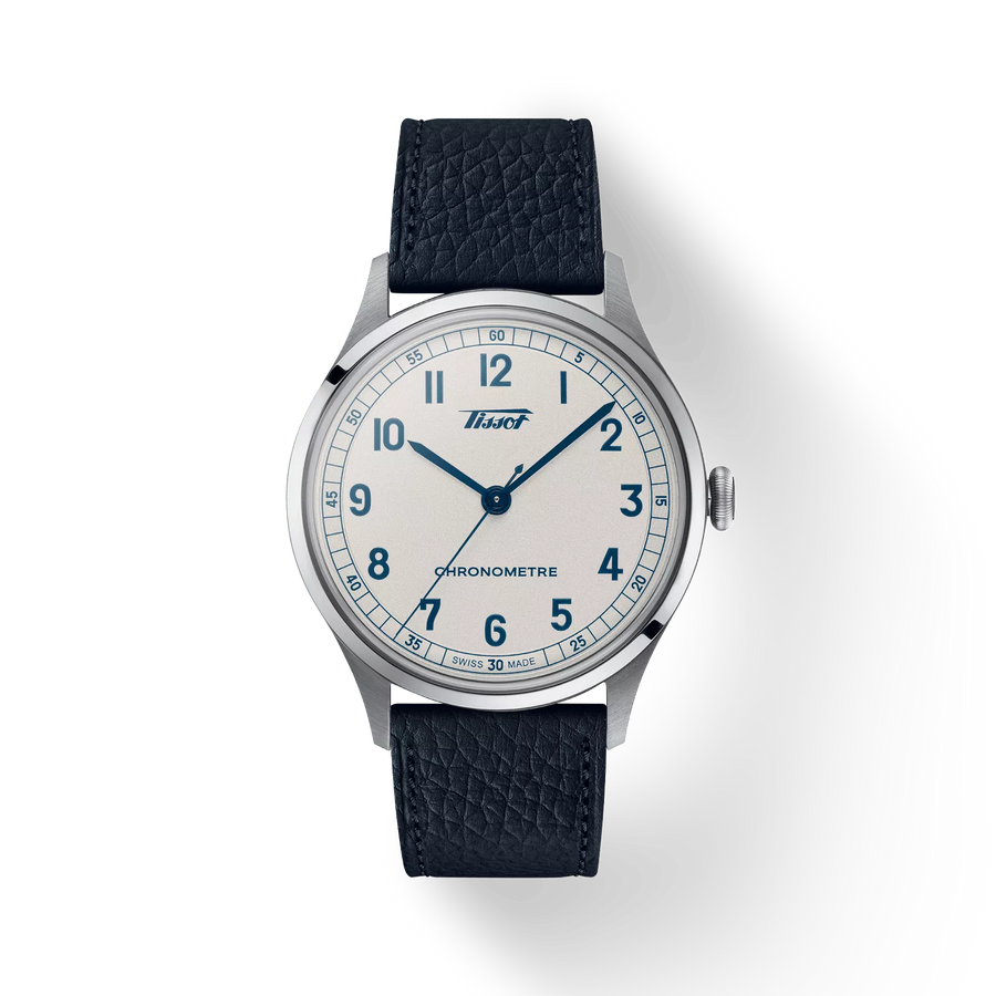39mm Heritage 1938 Automatic COSC Watch with Silver Dial in Stainless Steel, Strap
