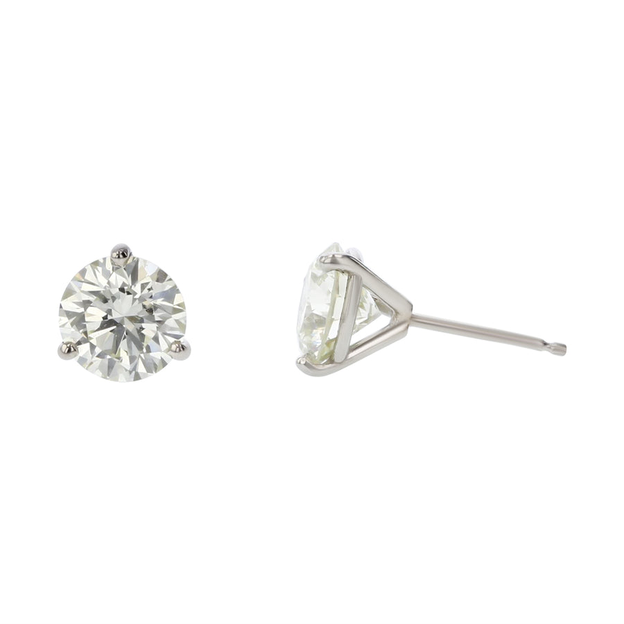 1.81ct Fire & Ice Round Brilliant Diamonds and 3 Prong Stud Earrings in 18K White Gold