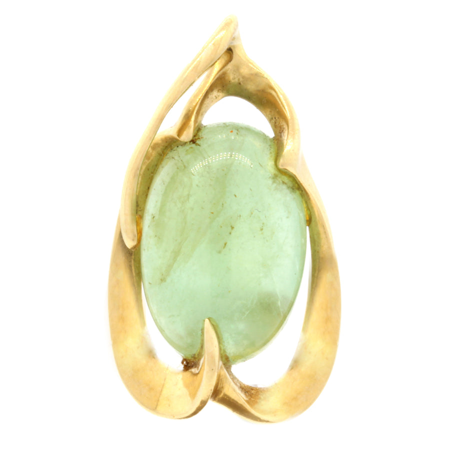 Green Beryl Modern Pendant in 14K Yellow Gold, 5.18 DWT