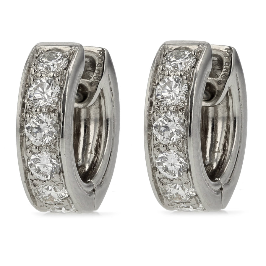0.85ct Diamond Huggie Hoop Earrings in Platinum