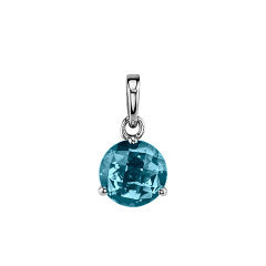 2.11ct Round London Blue Topaz Pendant in 14K White Gold, 18" chain
