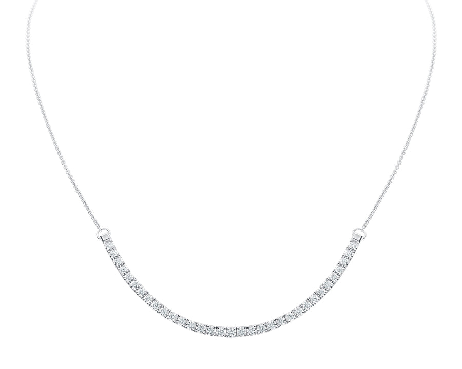 0.85ct Diamond Link Necklace in 18K White Gold, 17"