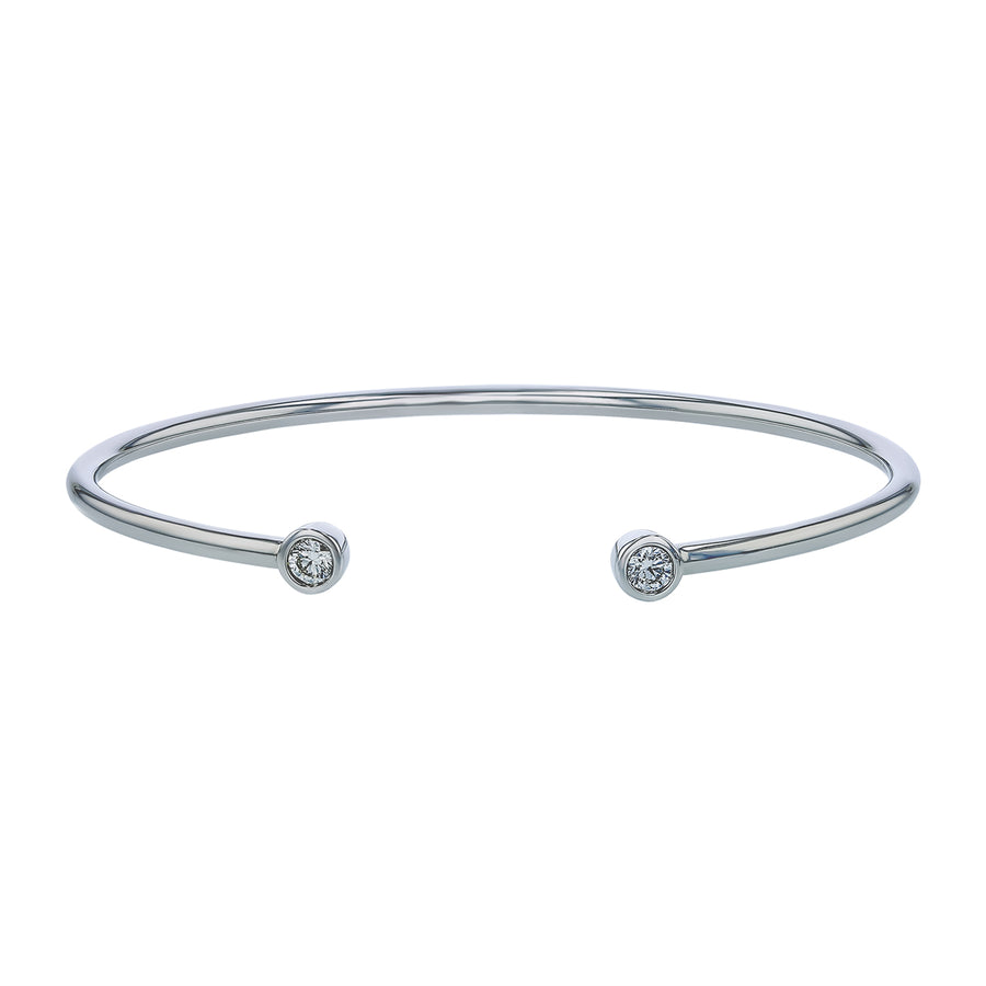 0.30ct Diamond Bezel Bangle Bracelet in 14K White Gold