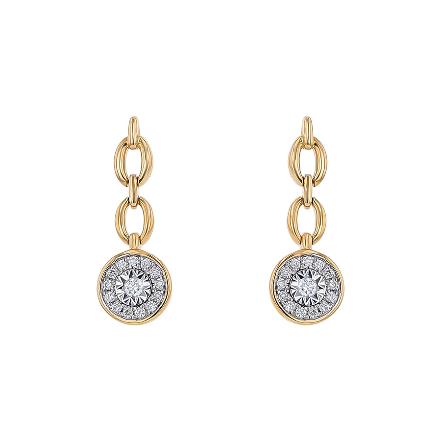 0.16ct Diamond Drop Earrings in 14K Yellow and White Gold
