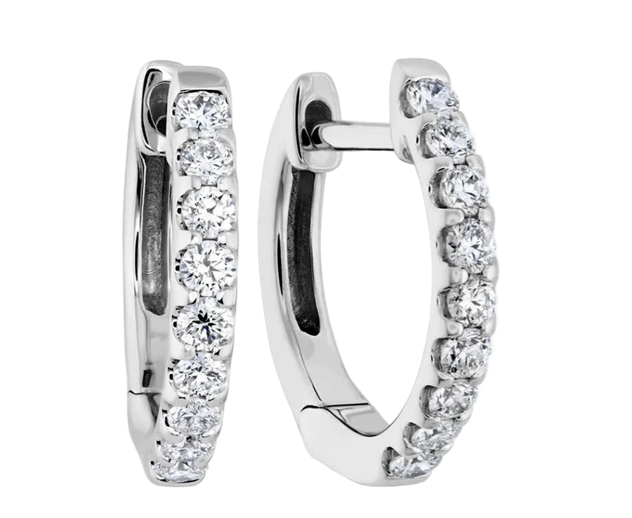 Odessa 0.24-0.27ct Diamond Huggie Hoop Earrings in 18K White Gold
