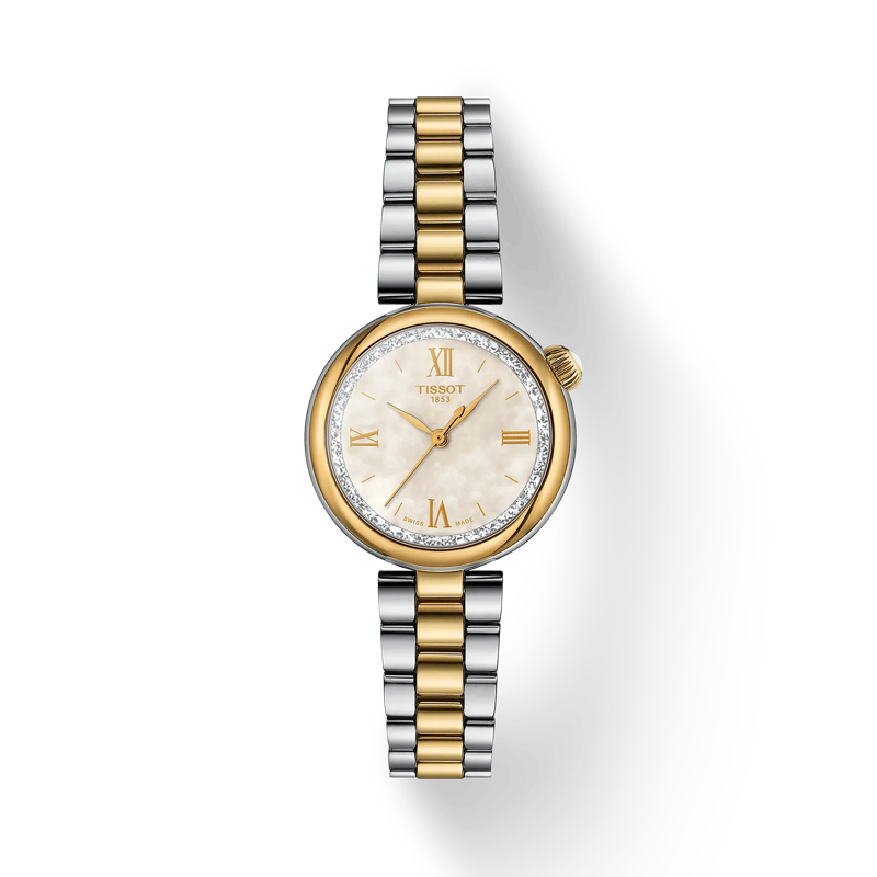 28mm Desir Quartz Watch with Mother of Pearl Dial in Stainless Steel with Yellow Gold PVD, Bracelet