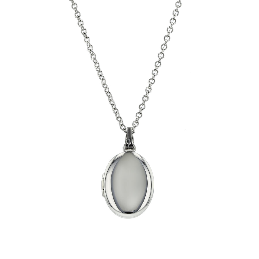 10x20mm Oval Locket with 15" Cable Chain in Sterling Silver
