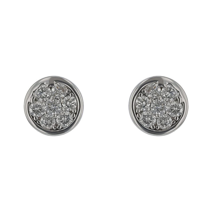 0.74ct Round Brilliant Cut Diamond Bezel Set Stud Earrings in 14K White Gold