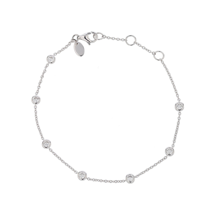 Cascade 0.53-0.61ct Diamond Station Bracelet in 18K White Gold, 7"