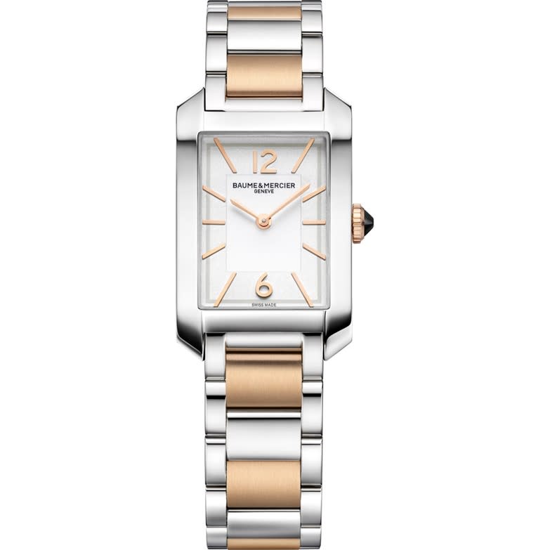 35x22mm Hampton Quartz Watch with White Dial in Stainless Steel and Pink Gold Capped, Bracelet
