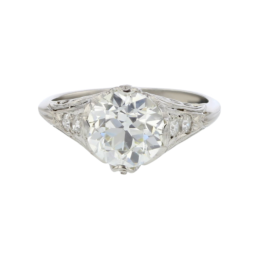 2.14ct Diamond and 0.22ct Diamonds Art Deco Ring in Platinum, Size 6