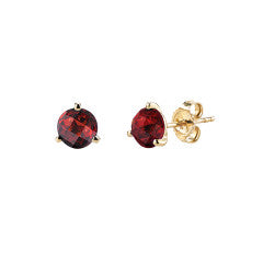 2.16ct Round Garnet Martini 3 Prong Stud Earrings in 14K Yellow Gold
