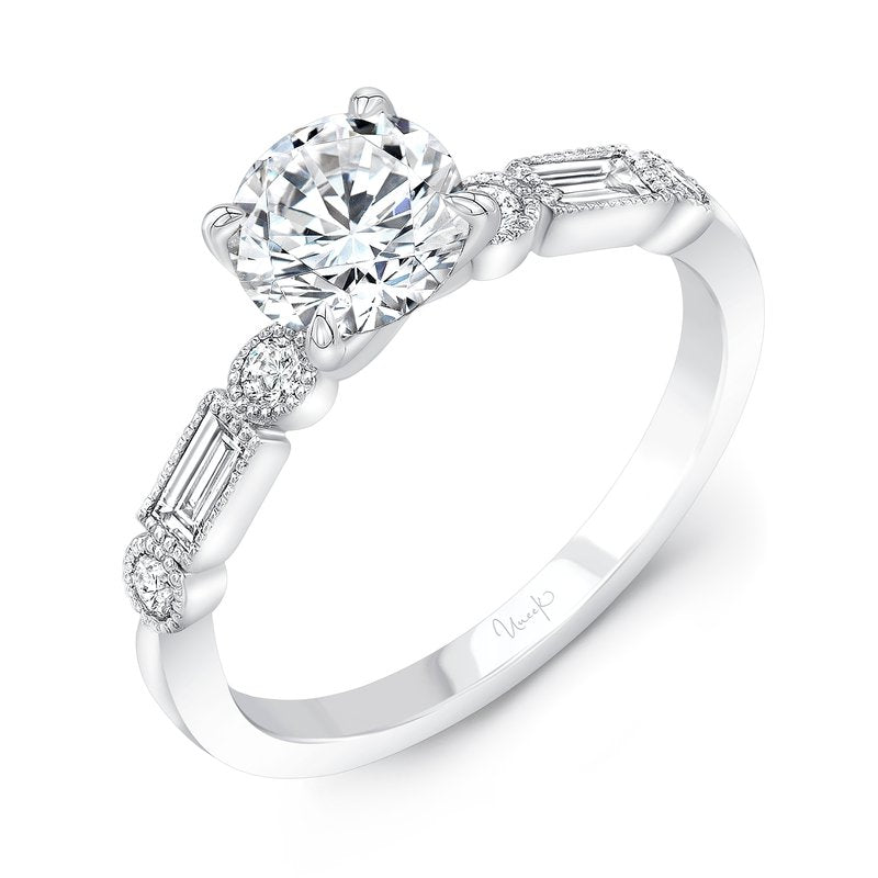 Diamond Semi-Mount Ring in 14K White Gold for Round Center, Size 6.25