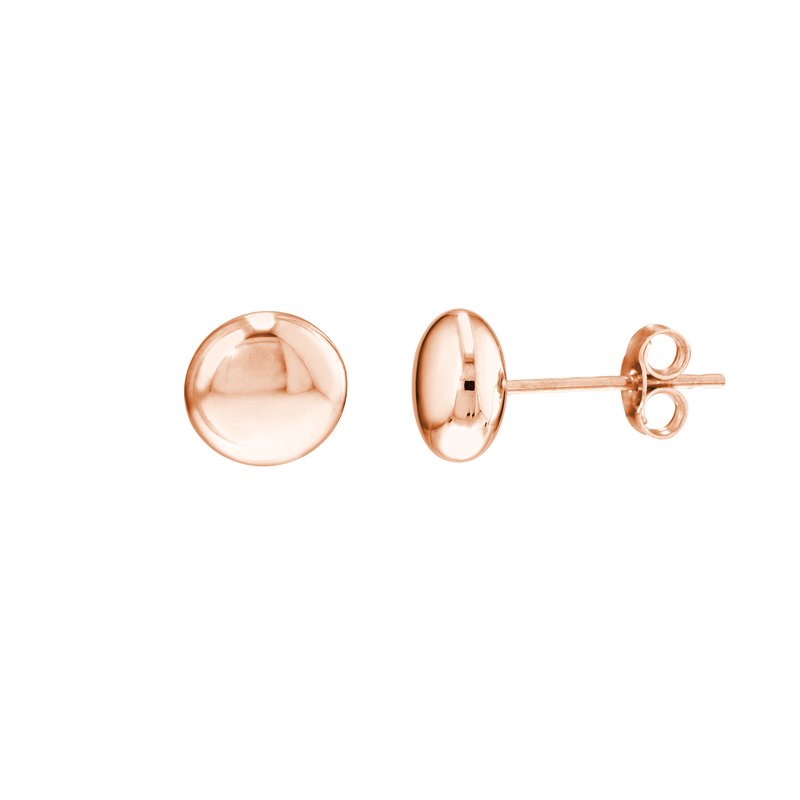 Flat Round Pebble Stud Earrings in 14K Rose Gold